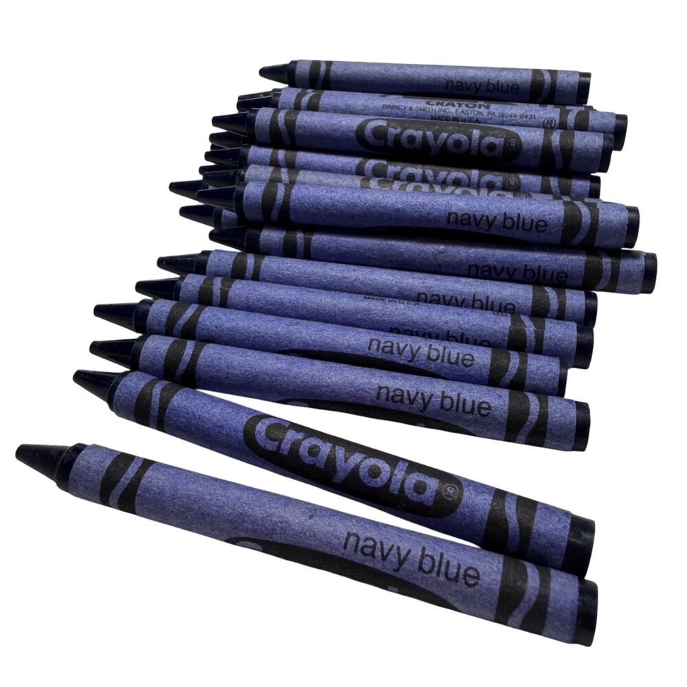 Vintage Hard to Find Crayola Navy Blue Crayons Bulk Pack 16 Art Supplies Collect